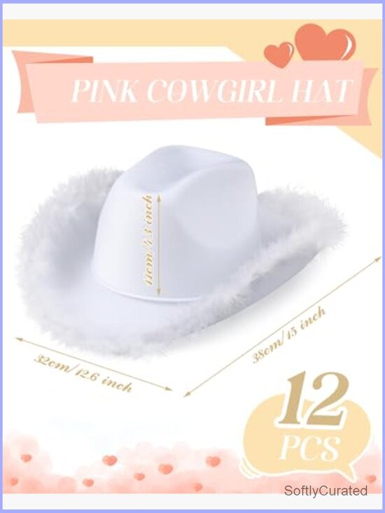 12 Cowgirl Hats with Feather Boa Trim Western Party Costume Accessories main image 5